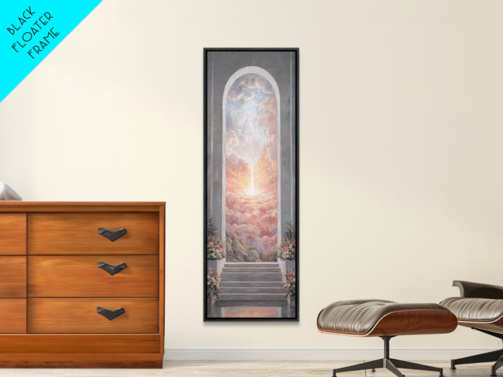 Heaven’s Rose Dawn – Framed Canvas Print – Christian Wall Art – Christian Art Canvas – Modern Christian Art – Narrow Art – Christian Painti