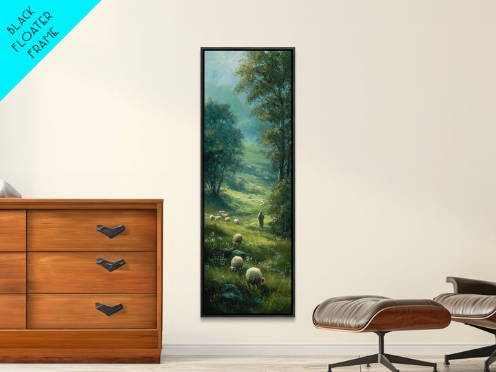 Valley Shepherd Path – Framed Canvas Print – Christian Art Canvas – Christian Wall Art – Subtle Christian Paintings – Skinny Art – Christia