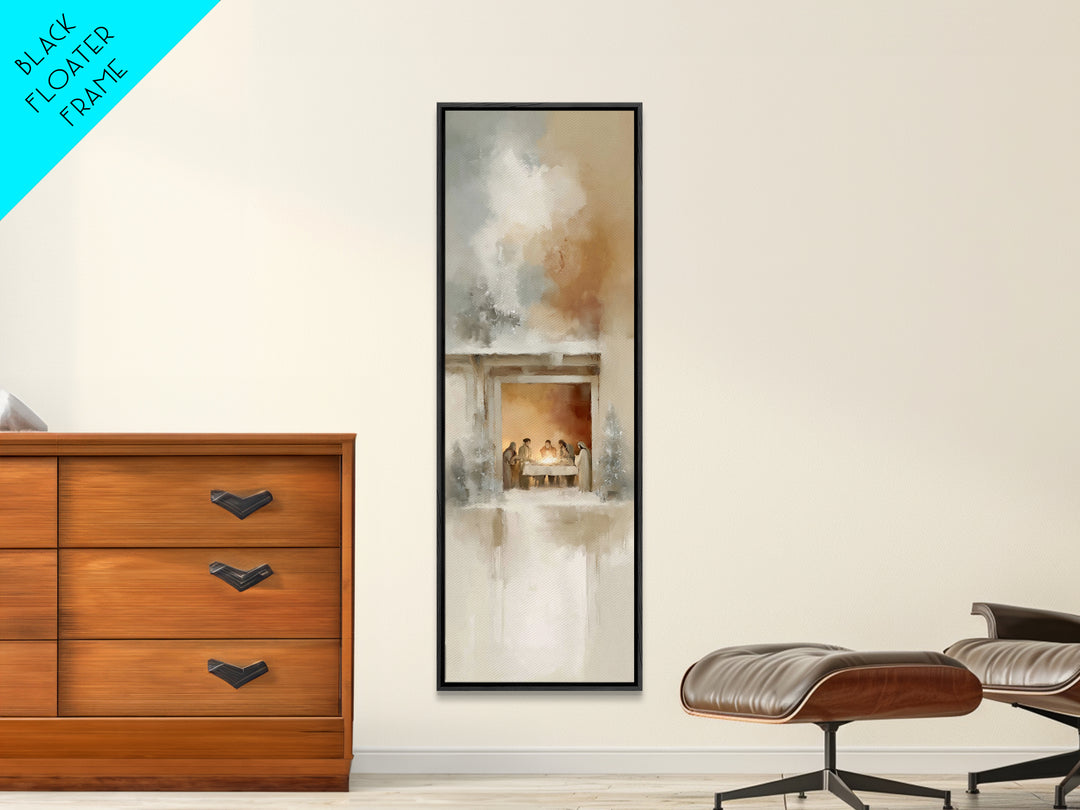 Holy Night Table, Framed Canvas Print, Christian Christmas Art, Christmas Wall Art, Tall Skinny Art Print, Christian Art Canvas, Christian
