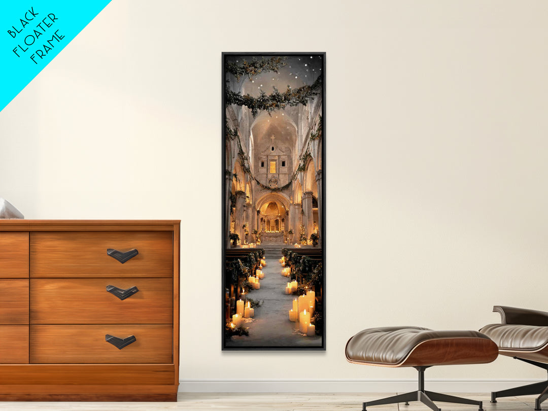 Everlasting Cathedral Light – Framed Canvas Print – Narrow Art – Christian Wall Art – Christian Art Canvas – Christmas Art – Christian Deco