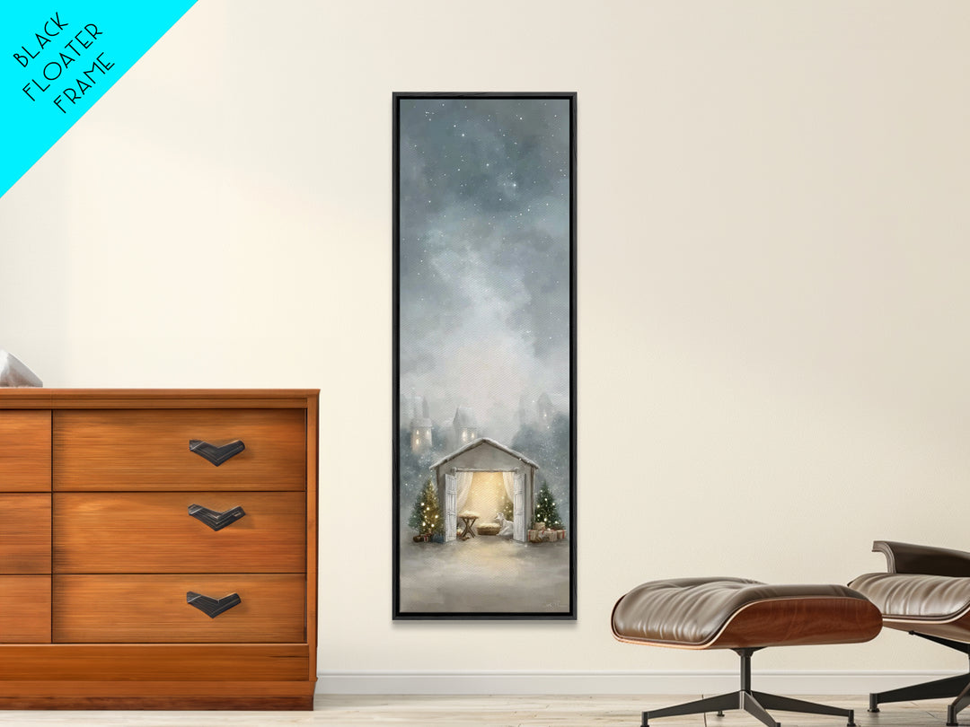 Starry Night Cradle – Framed Canvas Print – Christian Wall Art – Christian Art Canvas – Christmas Art – Jesus Painting – Christian Christma