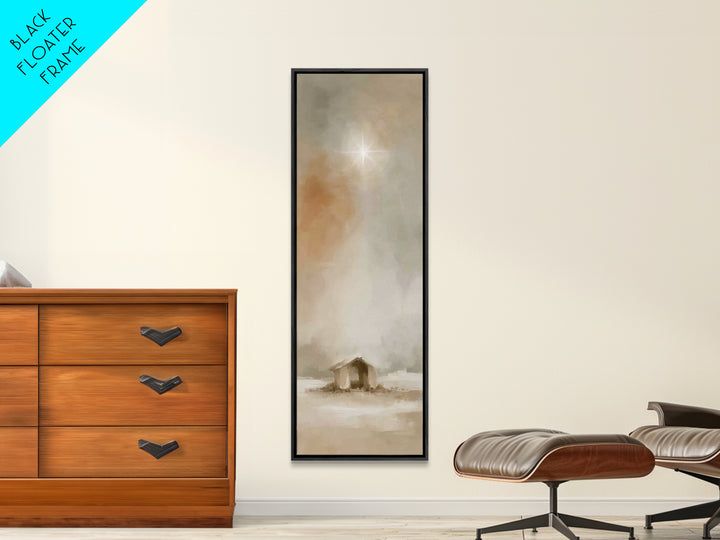 Sacred Manger Dawn – Framed Canvas Print – Christian Christmas Art – Christian Wall Art – Christian Art Canvas – Bible Art – Jesus Painting