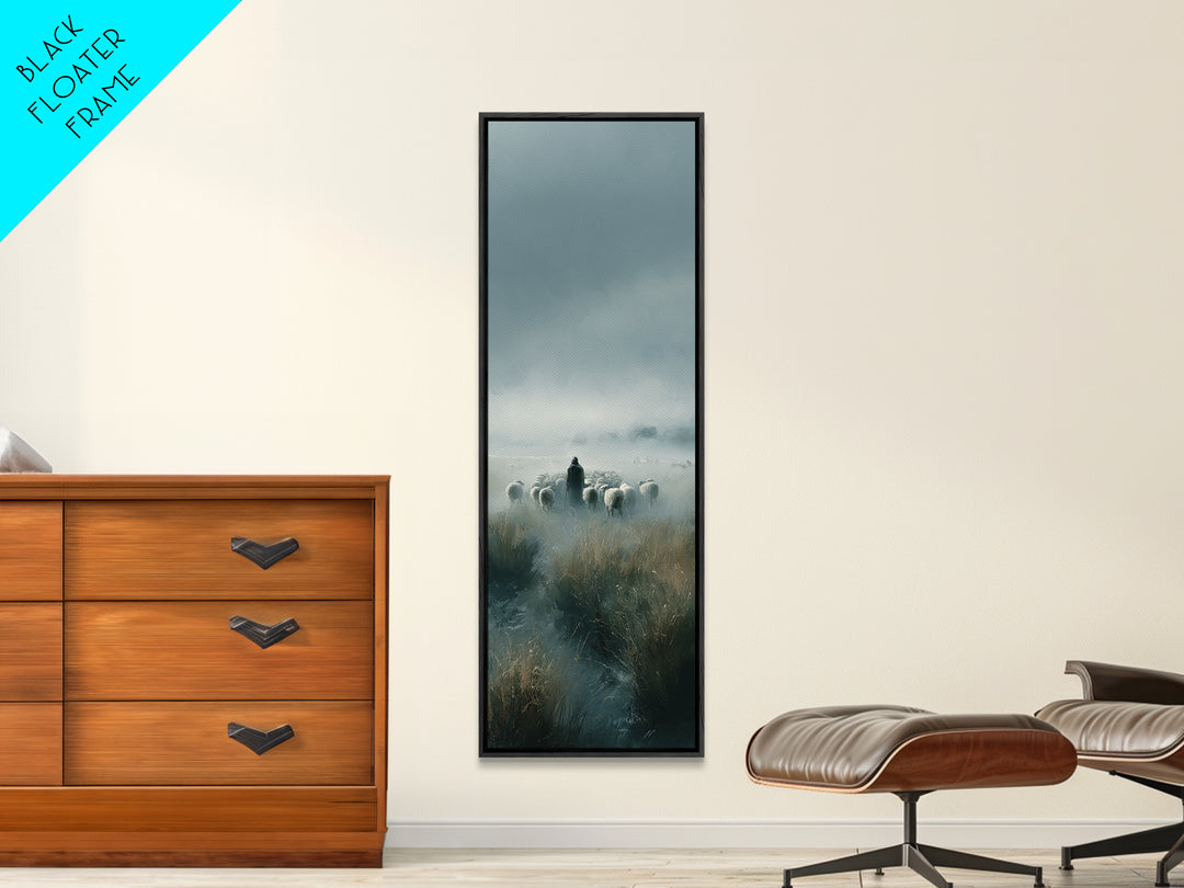 Shepherd’s Vigil – Framed Canvas Print – Tall Narrow Wall Art – Christian Art Canvas – Christian Wall Art – Christian Painting – Christmas