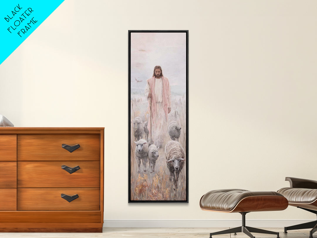 Peaceful Savior Walk | Framed Canvas Print | Christian Art | Christian Wall Art | Jesus Painting | Tall Skinny Art Print | Christian Art Ca