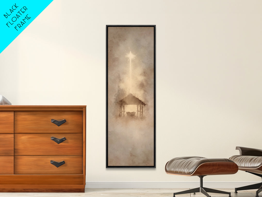 Radiant Hope Star | Framed Canvas Print | Christmas Art | Christian Wall Art | Christian Art Canvas | Skinny Art | Christian Christmas Art