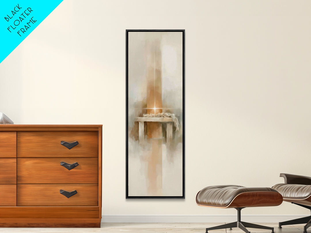 Radiant Manger Glow - Framed Canvas Print - Christian Wall Art - Christian Art Canvas - Christmas Art - Tall Narrow Wall Art - Christian Ar