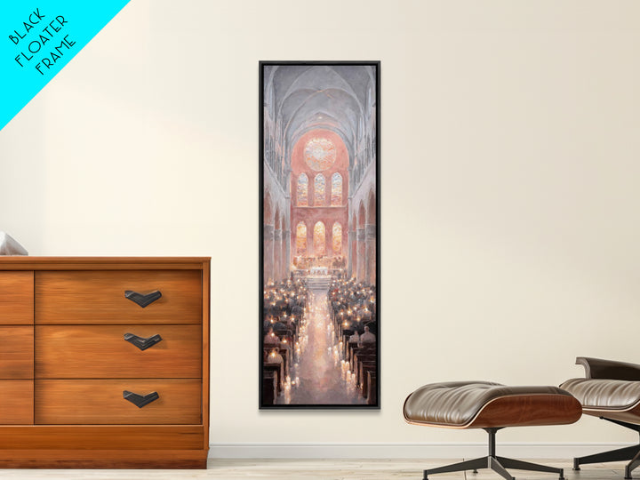 Advent Sanctuary Glow – Framed Canvas Print – Skinny Art – Christian Art Canvas – Christmas Wall Art – Christian Decor – Christian Art Prin