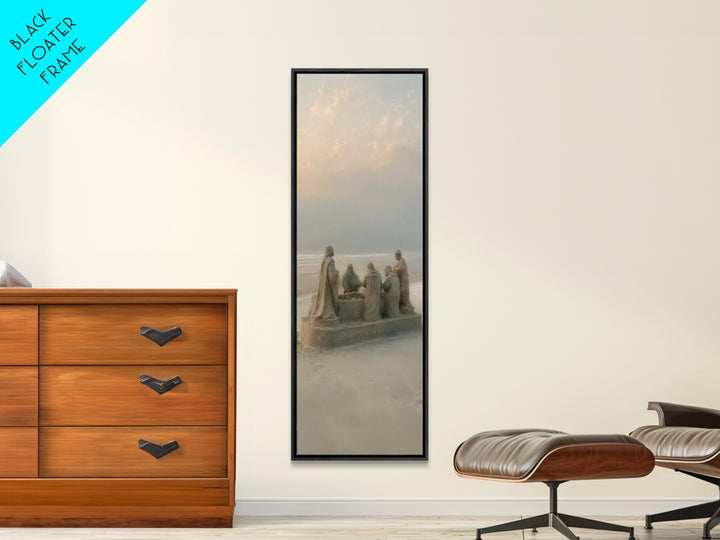 Heavenly Firelight – Framed Canvas Print – Tall Narrow Wall Art – Christian Art Canvas – Christian Painting – Christmas Wall Art