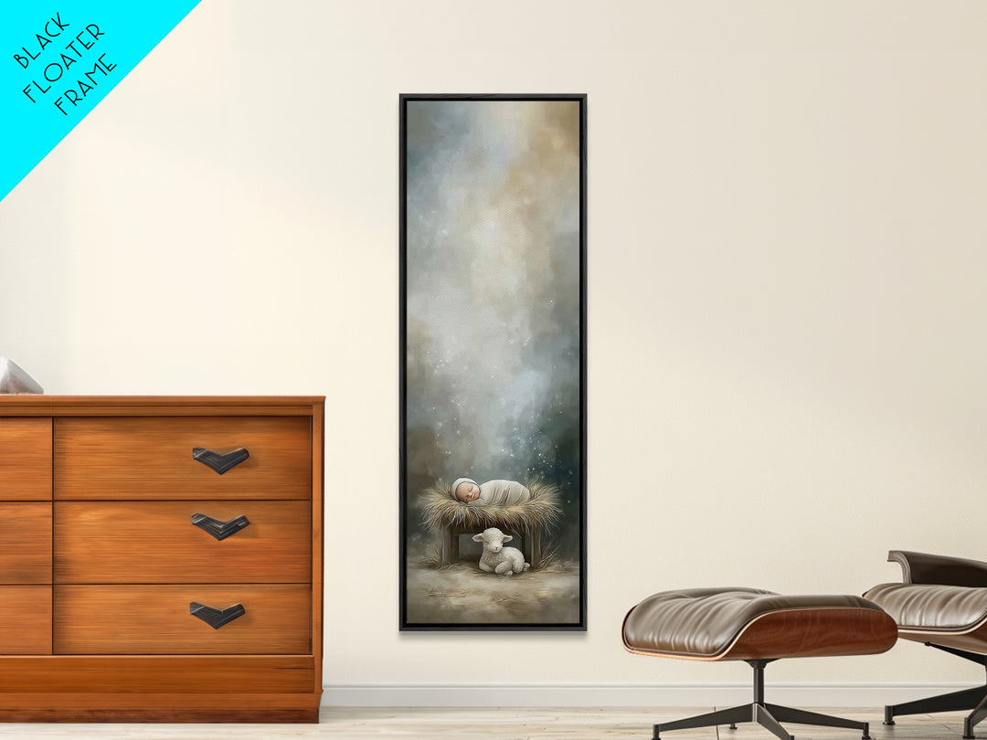Holy Manger Peace – Framed Canvas Print – Tall Narrow Wall Art – Christian Wall Art – Christian Art Canvas – Christmas Art
