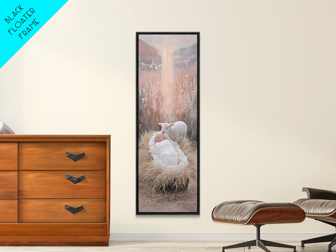 The Starry Stable – Framed Canvas Print – Narrow Art – Christian Art Canvas – Christmas Art – Christian Wall Art