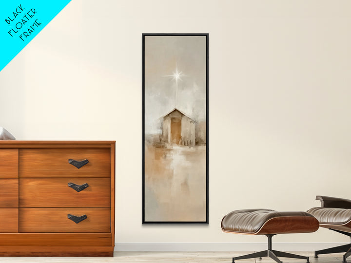 Silent Holy Shelter – Framed Canvas Print – Tall Narrow Wall Art – Christian Christmas Art – Christian Art Canvas – Christian Art Prints