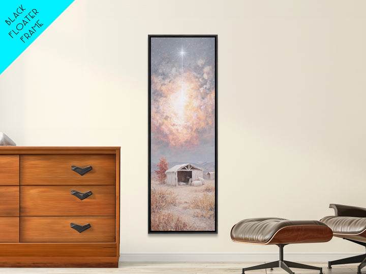 The Guiding Star – Framed Canvas Print – Christian Wall Art – Jesus Painting – Christian Christmas Art – Tall Narrow Wall Art