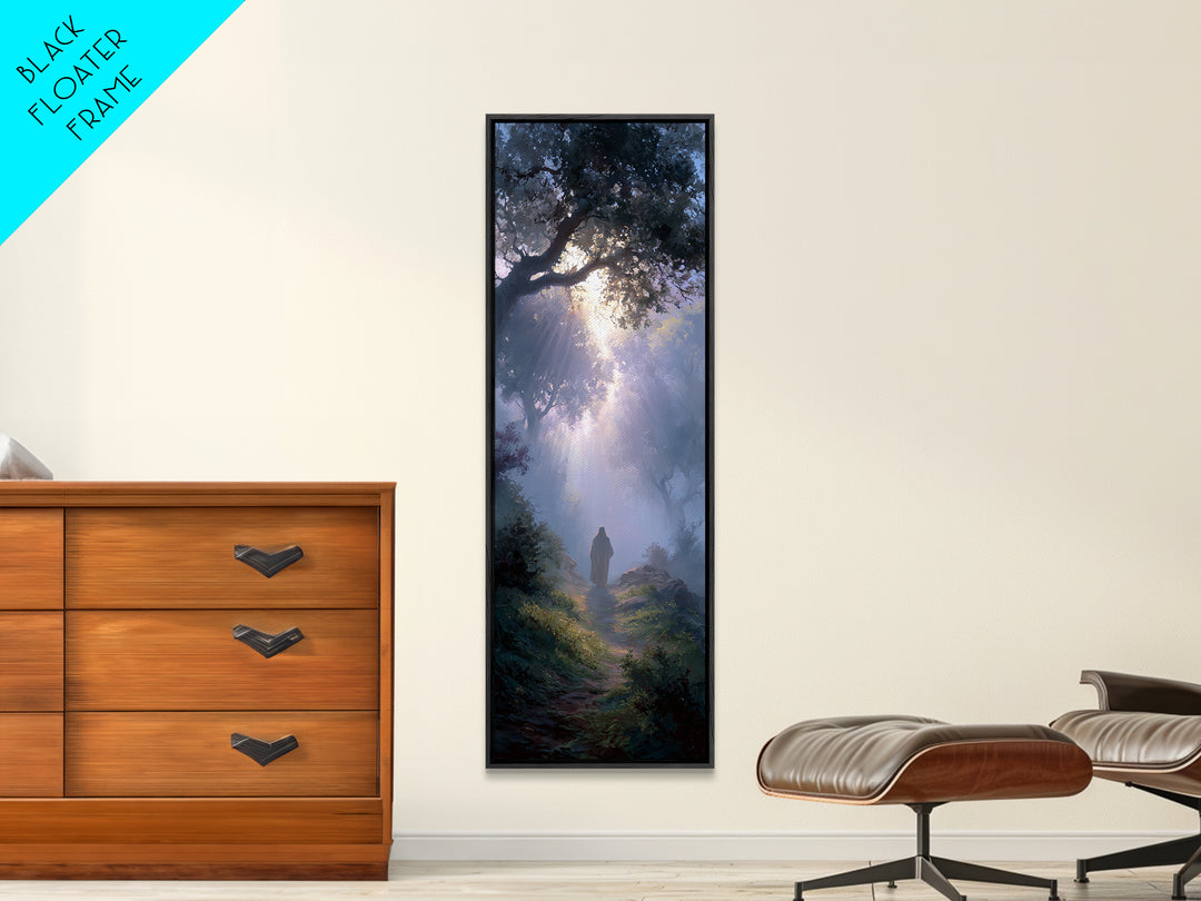 Autumn Prayer Road, Framed Canvas Print, Christian Wall Art, Skinny Art, Christian Art Canvas, Christian Christmas Art, Jesus Painting