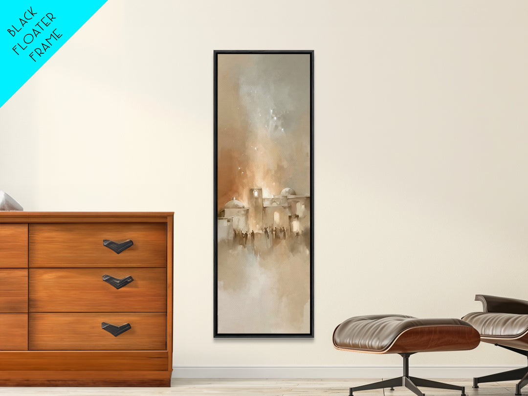 Bethlehem Dawn Hush – Framed Canvas Print – Skinny Art – Christian Art Print – Christmas Wall Art – Christian Art Canvas – Christian Decor