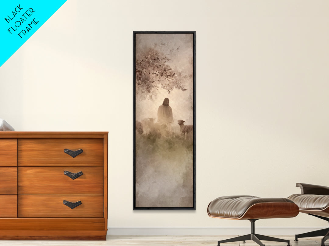 Blossoms Of Mercy | Framed Canvas Print | Jesus Painting | Christian Wall Art | Tall Skinny Art Print | Christian Christmas Art | Christian