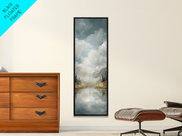 Cross Of The Valley – Framed Canvas Print – Christian Wall Art – Christian Art Work – Tall Narrow Wall Art – Modern Christian Art – Christi