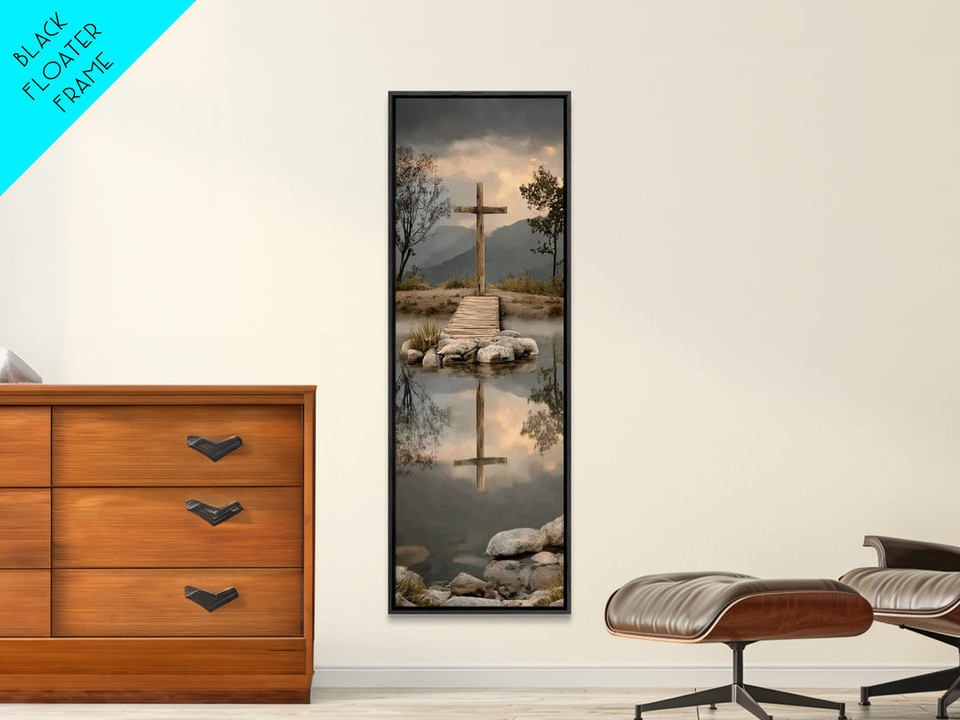 Reflections Of Hope | Framed Canvas Print | Christian Art Canvas | Vintage Christian Art | Tall Skinny Art Print | Christian Wall Art | Chr