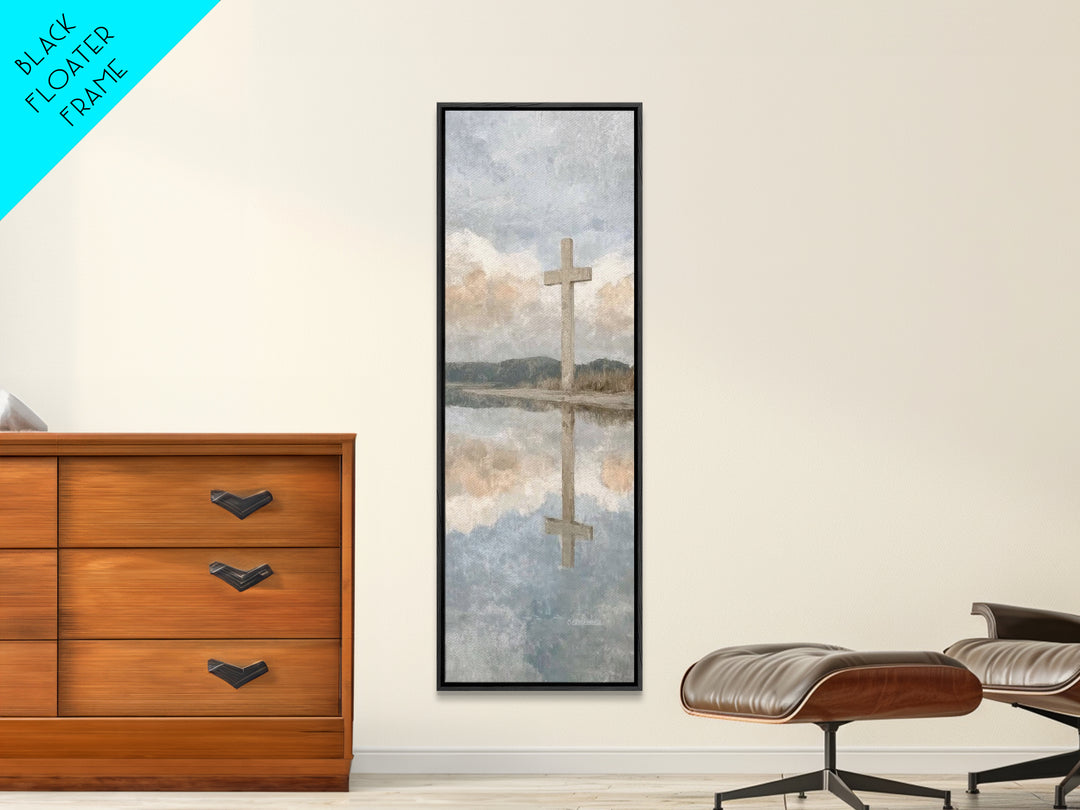 Cross Of Dawn – Framed Canvas Print – Tall Narrow Wall Art – Christian Wall Art – Christian Art Canvas – Jesus Painting – Christian Decor