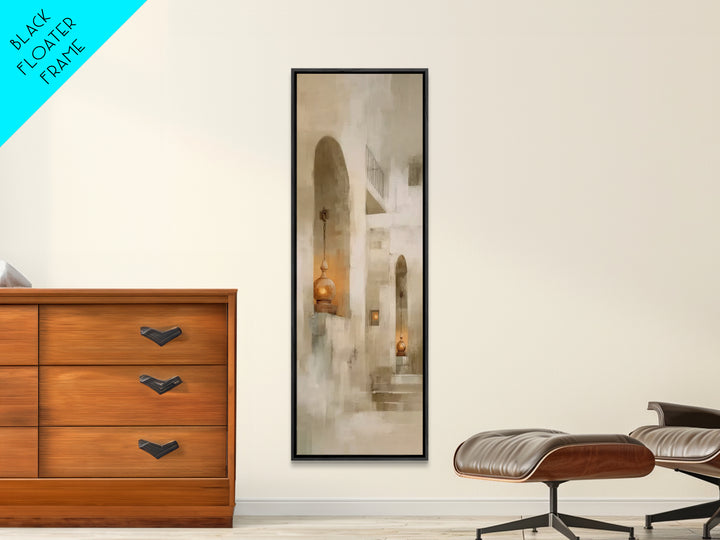 Clay Lamps Glow – Framed Canvas Print – Narrow Art – Christian Decor – Christmas Wall Art – Christian Art Canvas – Subtle Christian Art