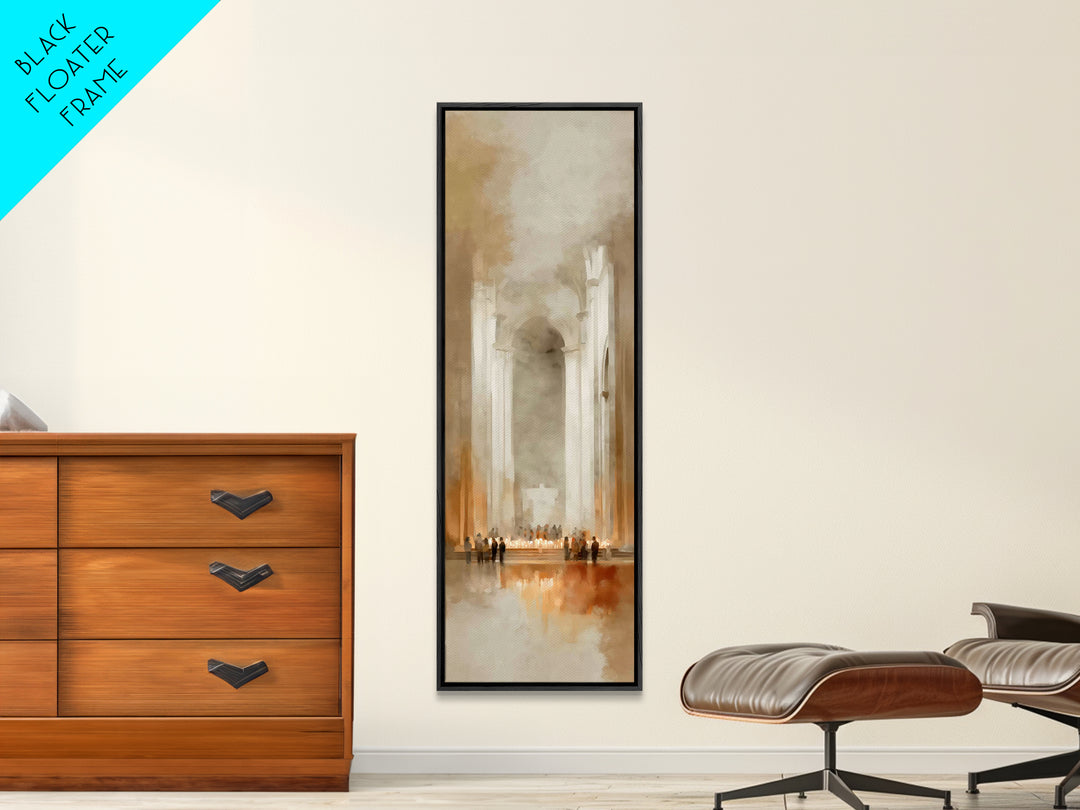 Cathedral Dawn – Framed Canvas Print – Skinny Art – Christian Art Canvas – Christian Wall Art – Framed Christian Art – Moody Christian Art