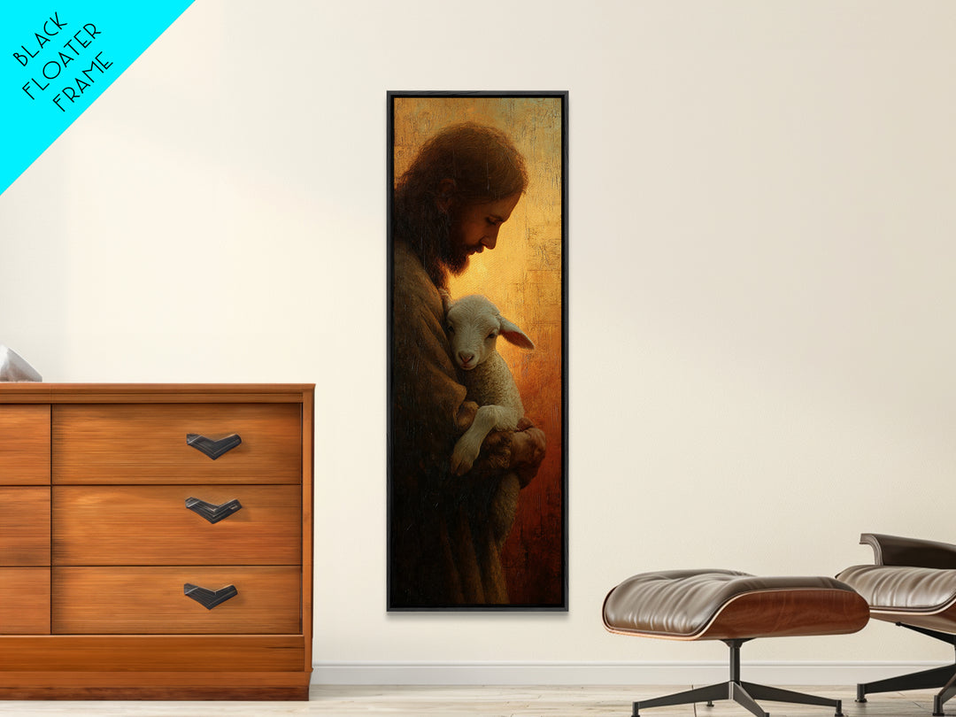Gentle Savior Grace, Framed Canvas Print, Skinny Art, Christian Art Canvas, Jesus Painting, Christian Art Print, Christian Wall Art