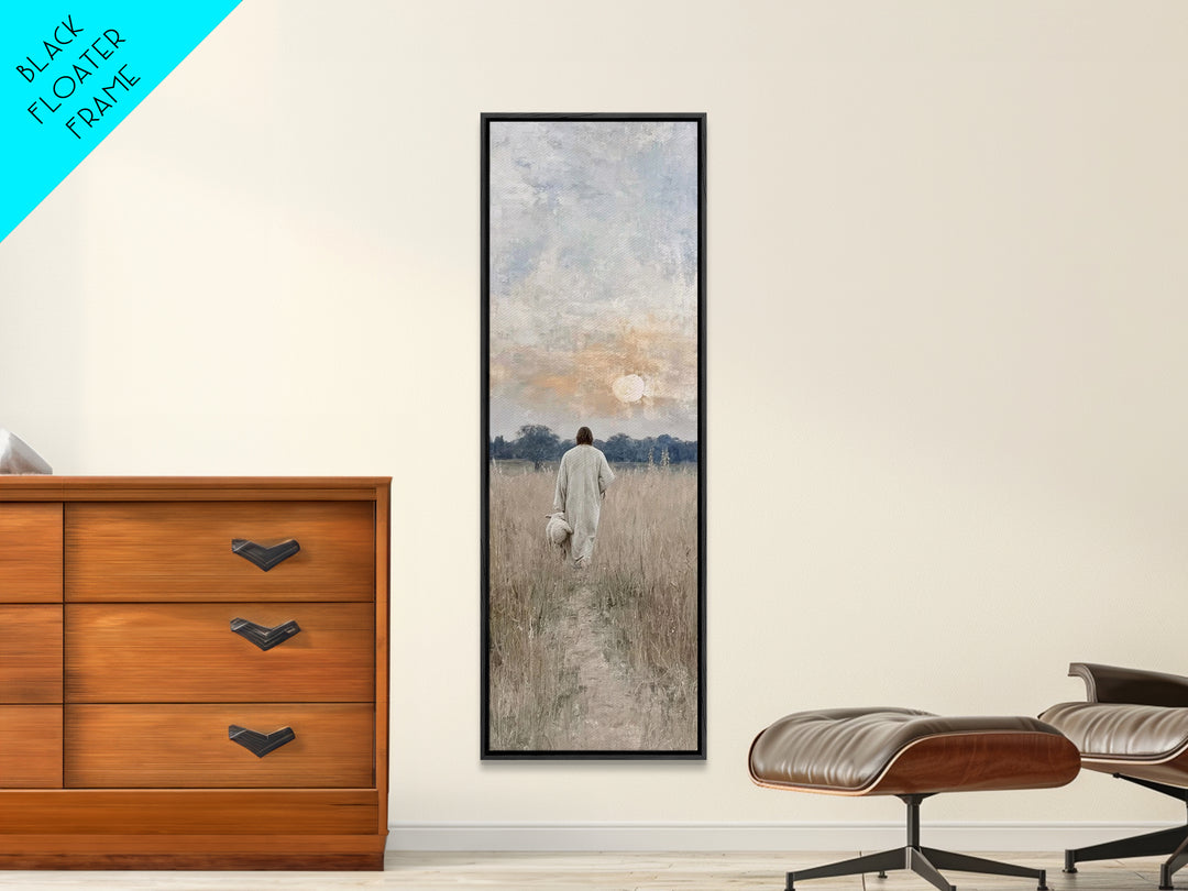 Shepherd’s Promise – Framed Canvas Print – Tall Skinny Art Print – Christian Wall Art – Jesus Painting – Christian Art Canvas – Christian G