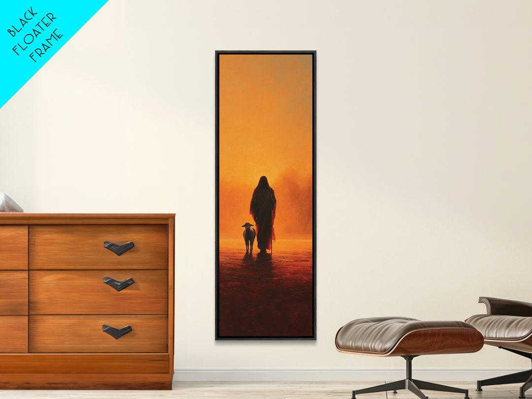 Guided By Light, Framed Canvas Print, Tall Skinny Art Print, Christian Wall Art, Jesus Painting, Christian Art Canvas, Modern Christian Art