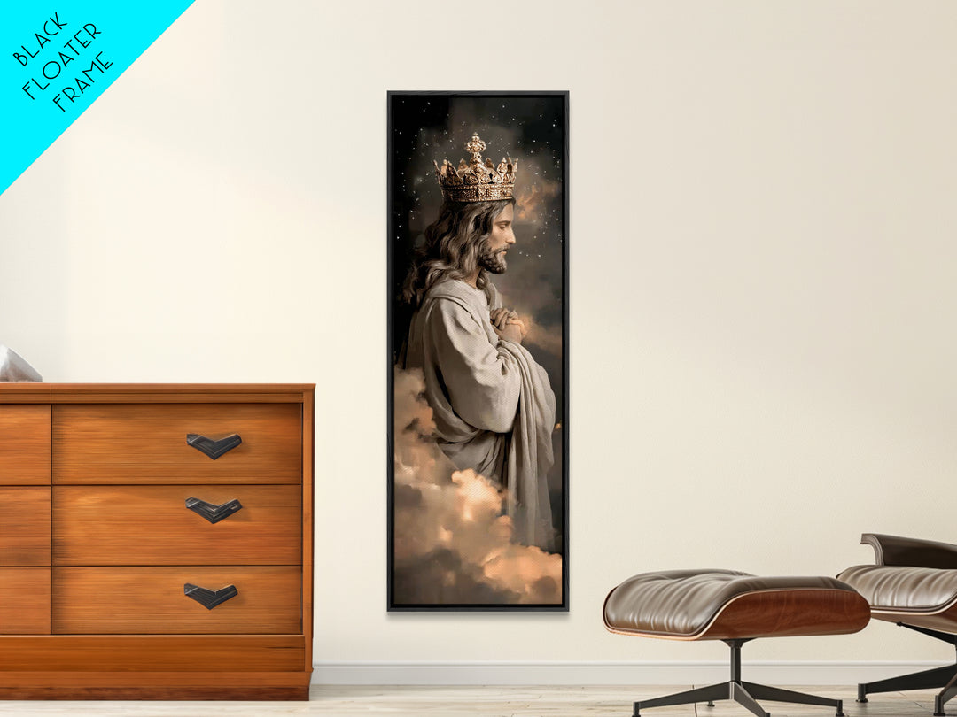 Crowned In Light – Framed Canvas Print – Tall Narrow Wall Art – Christian Art Canvas – Jesus Painting – Christian Wall Art – Christmas Art
