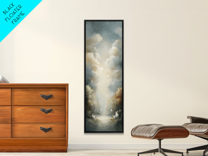 Peaceful Eden – Framed Canvas Print | Christian Decor | Christian Art Canvas | Subtle Christian Art | Tall Narrow Wall Art | Christian Wall