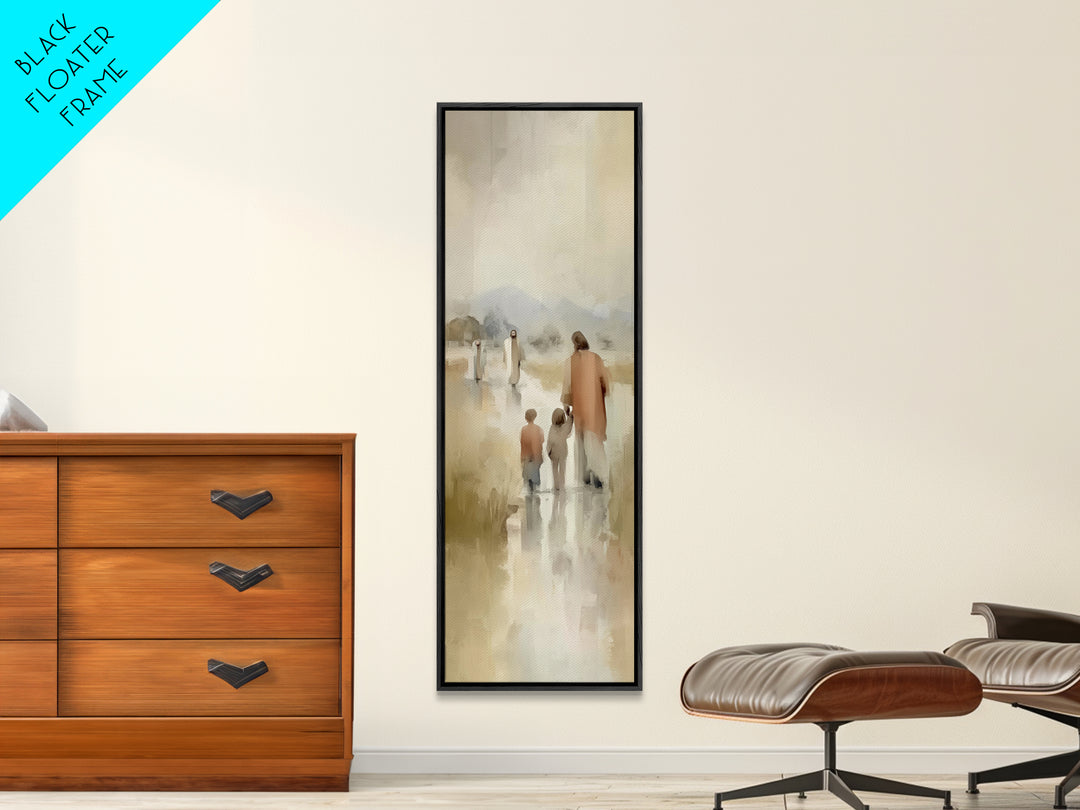 Guiding Light Trail, Framed Canvas Print, Narrow Art, Christian Wall Art, Christian Art Canvas, Jesus Painting, Christmas Art