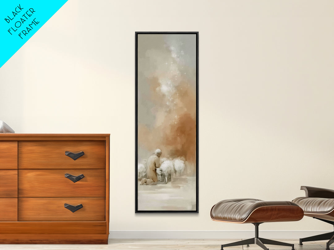 Prayer Under Stars | Framed Canvas Print | Tall Skinny Art Print | Christian Wall Art | Christian Art Canvas | Jesus Painting