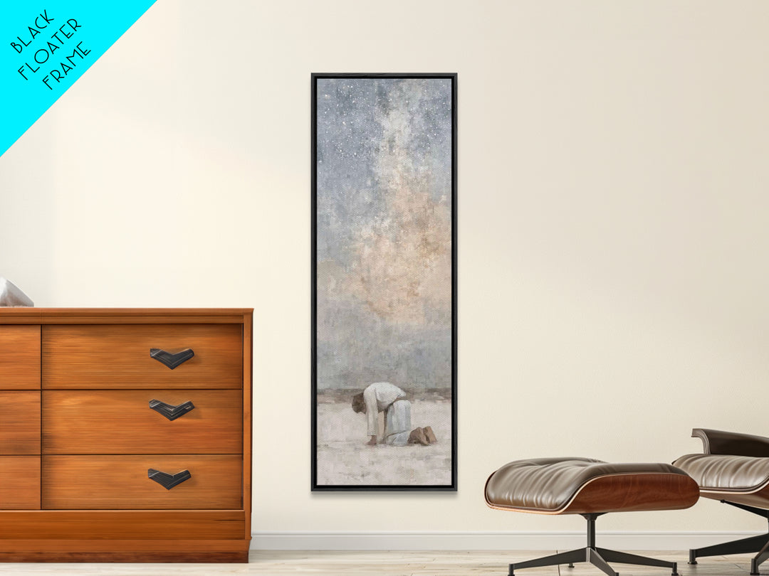 Desert Night Prayer – Framed Canvas Print – Christian Art Canvas – Jesus Painting – Christian Wall Art – Tall Narrow Wall Art – Christian A