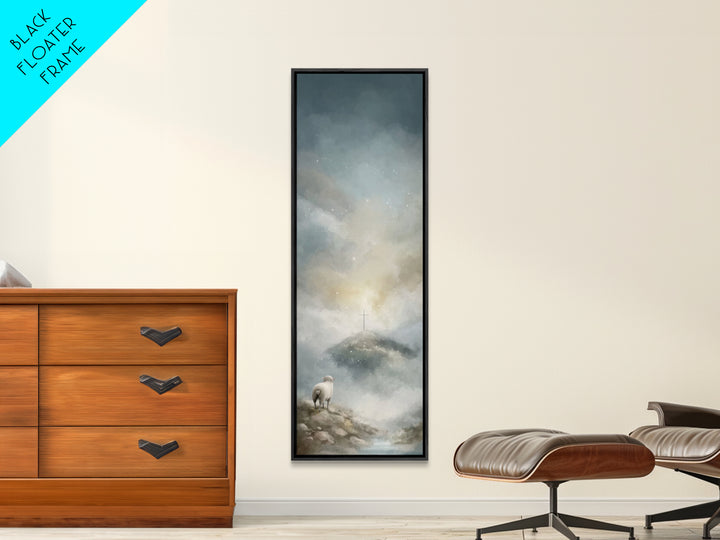 Heavenly Pasture Light – Framed Canvas Print – Tall Narrow Wall Art – Christian Wall Art – Christian Art Canvas – Jesus Painting – Christia