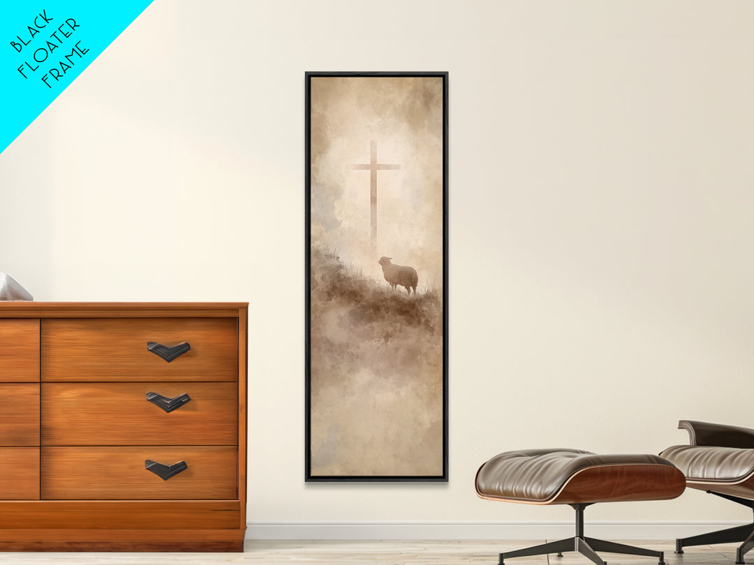 Cross On The Hill – Framed Canvas Print – Narrow Art – Christian Wall Art – Christian Art Print – Moody Christian Art – Jesus Painting – Ch
