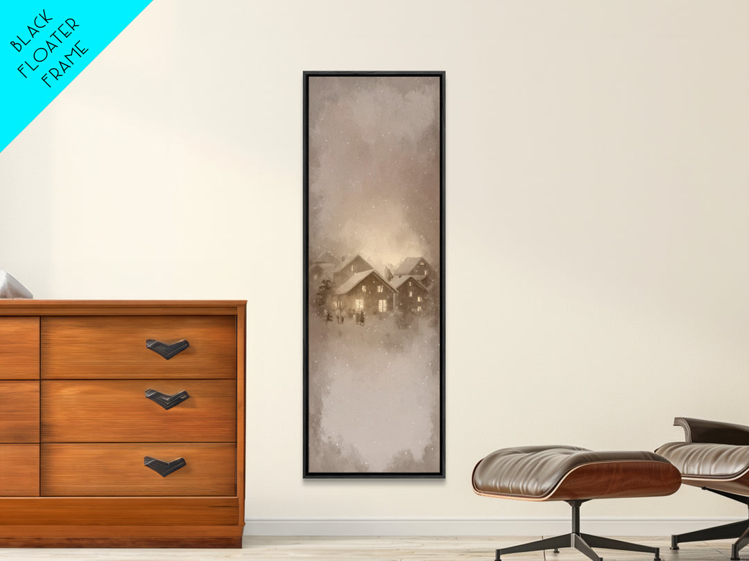 Gathered Hearth Light | Framed Canvas Print | Christmas Wall Art | Christian Art Canvas | Tall Skinny Art Print | Christian Christmas Art |
