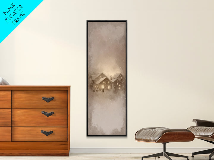 Gathered Hearth Light | Framed Canvas Print | Christmas Wall Art | Christian Art Canvas | Tall Skinny Art Print | Christian Christmas Art |