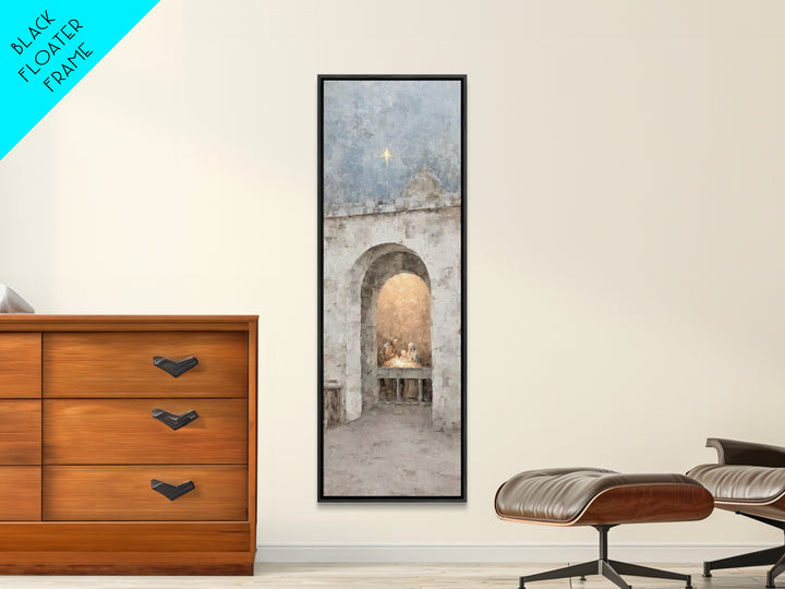 Divine Birth Star – Framed Canvas Print – Christian Wall Art – Christian Christmas Art – Christian Art Canvas – Tall Narrow Wall Art