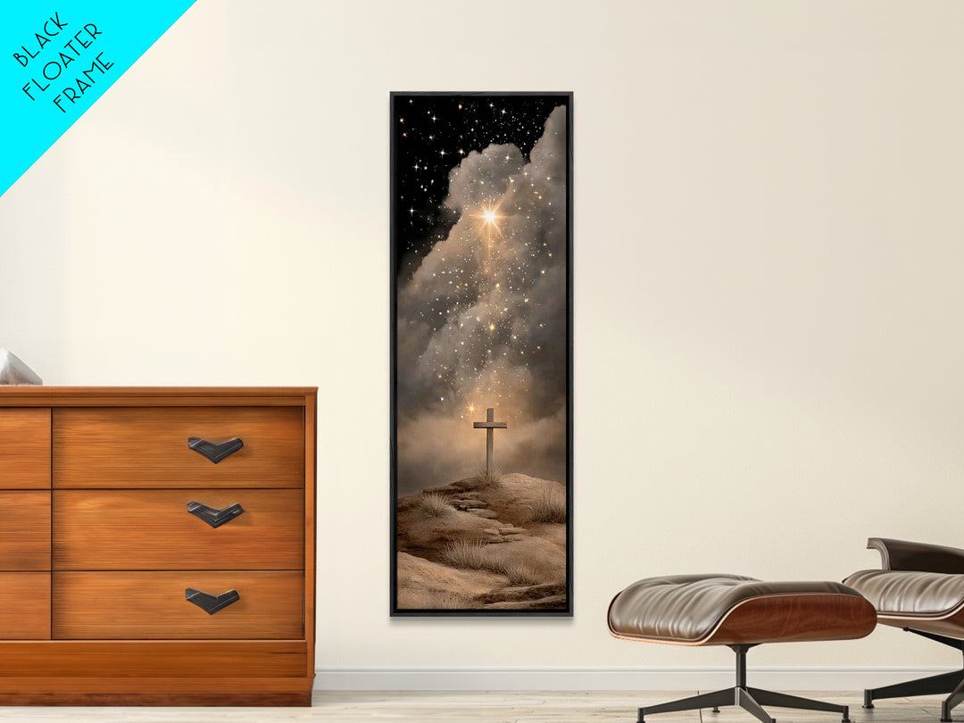 Cross Of Hope – Framed Canvas Print – Skinny Art – Christian Art Canvas – Christian Christmas Art – Jesus Painting – Christian Wall Art