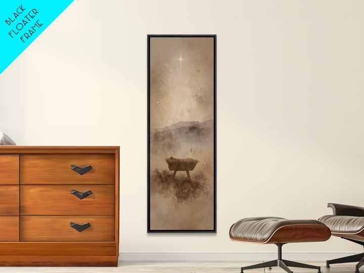 Starry Birth Hope – Framed Canvas Print – Narrow Art – Christian Art Canvas – Christmas Wall Art – Christian Painting – Jesus Art – Christi
