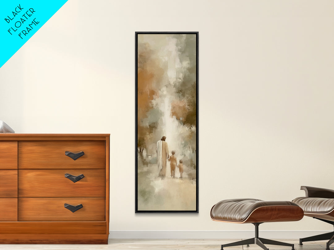 Walk In His Peace | Framed Canvas Print | Narrow Art | Christian Art Canvas | Jesus Painting | Christian Wall Art | Christian Art