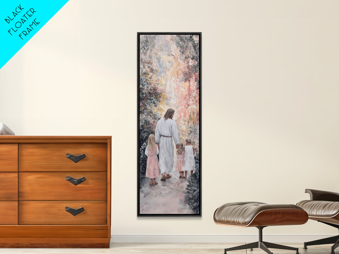 In His Garden – Framed Canvas Print – Narrow Art – Christian Painting – Jesus Art Print – Christian Art Canvas – Christian Wall Art