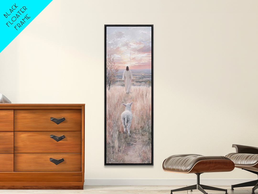 Pasture Of Mercy, Framed Canvas Print, Tall Skinny Art Print, Jesus Canvas Art, Christian Wall Art, Vintage Christian Art, Christian Gift