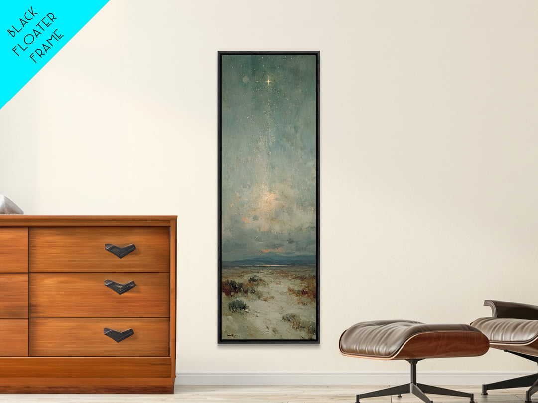 Starry Night Path – Framed Canvas Print – Narrow Art – Christian Wall Art – Christmas Art – Christian Art Canvas – Christian Christmas Deco