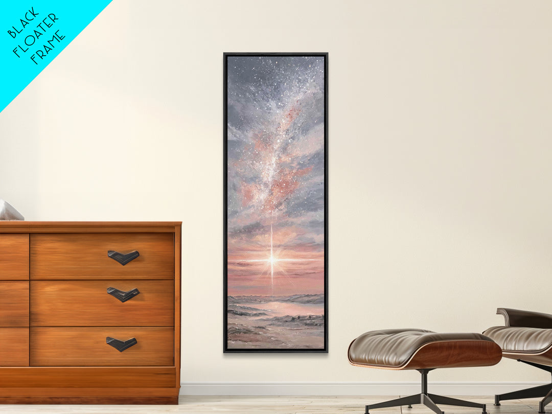 Celestial Dawn Hope – Framed Canvas Print – Skinny Art – Christian Art Canvas – Christian Wall Art – Christmas Art – Modern Christian Art