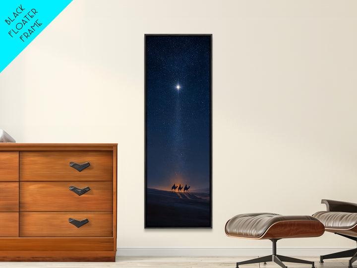 Midnight Kings Journey | Framed Canvas Print | Christmas Wall Art | Christian Art Canvas | Tall Skinny Art Print | Christian Christmas Art