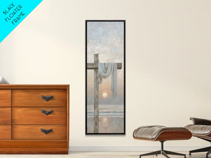 Quiet Cross Serenity – Framed Canvas Print – Tall Skinny Art Print – Christian Art Canvas – Christian Wall Art – Christmas Art – Christian