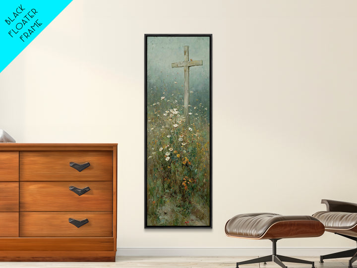 Bloom Of Redemption, Framed Canvas Print, Narrow Art, Christian Art Print, Christian Wall Art, Jesus Painting, Christian Christmas Art