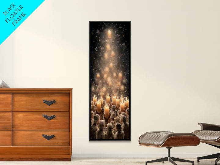 Silent Vigil | Framed Canvas Print | Christmas Art | Christian Art Canvas | Vintage Christmas Art | Tall Skinny Art Print