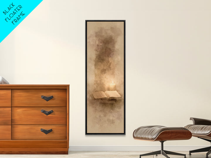 Sacred Candle Light – Framed Canvas Print – Tall Narrow Wall Art – Christian Wall Art – Christian Art Canvas – Christian Painting – Christi