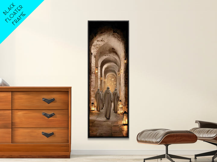 Faithful Cloister Path – Framed Canvas Print – Tall Narrow Wall Art – Christian Painting – Christian Art Print – Christian Wall Art – Uniqu